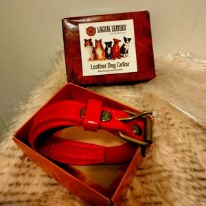 Red Leather New Dog Collar